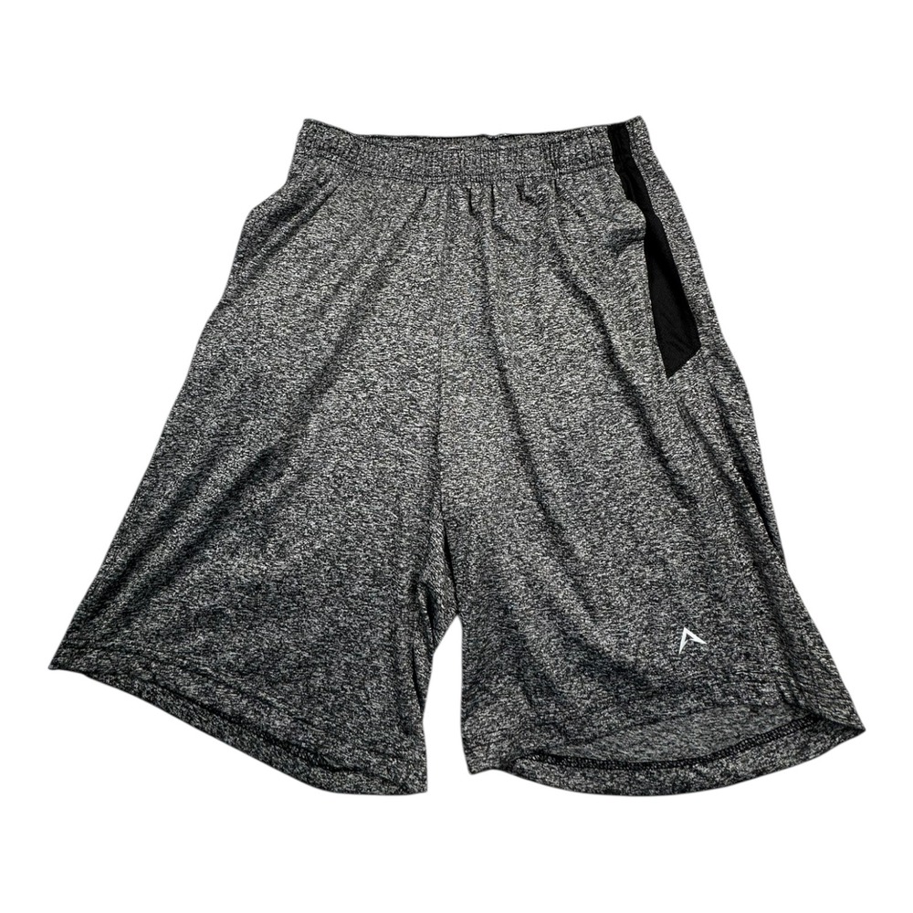Ascend Athletic Shorts Heather Gray‎ Black Trim Elastic Waist Gym Workout Mens M